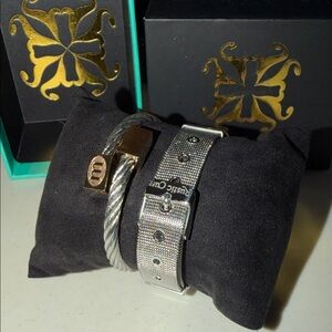 Rustic Cuff Silver and gold Bracelet set.